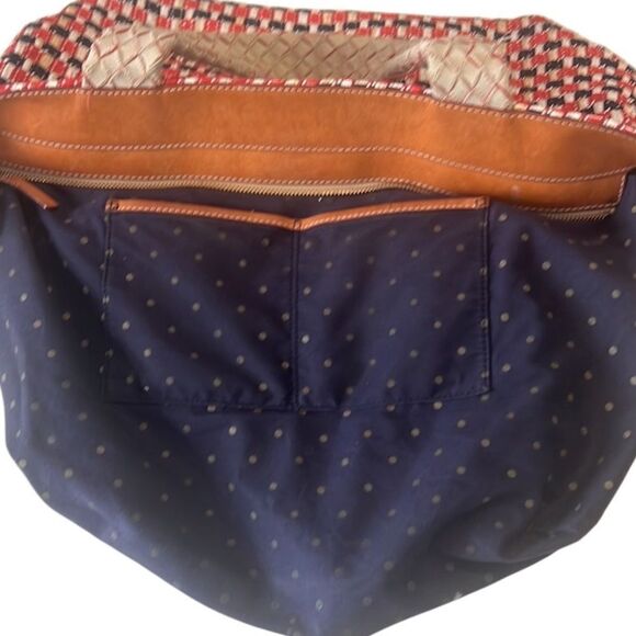 Kate Spade Red and Black Leather and Woven Tote Shoulder Bag - Picture 8 of 16